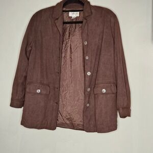 Vtg Talbots Chocolate Brown 100% Silk Blazer Jacket Sz 4 Quiet‎ Luxury Earthy